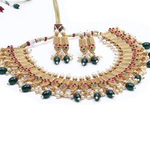 Conjunto de joyería antigua DEL SUR DE LA India, joyería de latón vintage, conjunto de collares mate antiguos, conjunto de joyería de moda, Chapado Mate Antiguo. - Product Image 2