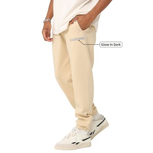 Pantalon de survêtement long 100% coton à cordon de serrage pour hommes, couleur unie, motif de jogging, pantalon Streetwear léger - Product Image 2