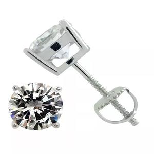 ต่างหูเม็ดเดี่ยวเพชรมอยส์ซอไนต์กลมสไตล์ที่เป็นเอกลักษณ์925สีเงินโซลิแทร์ระดับพรีเมียมเหมาะสำหรับโอกาสที่เป็นทางการน้อยที่สุด - Product Image 2