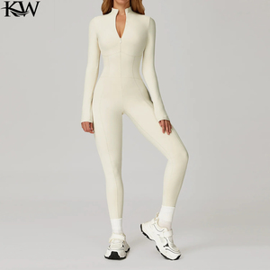 Sporty <b>Jumpsuit</b> Woman No Padding <b>Jumpsuits</b> Gym Set Women Sportswear Tracksuit Yoga Clothing Fitness Overalls Beige Grey Coffee - Product Image 3