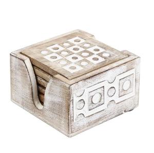 Vintage White Handmade Bamboo Coasters Mango Wood Kitchenware <b>Cup</b> <b>Mat</b>/Pad for Tabletop Use in Kitchen - Product Image 1