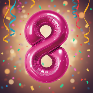 Globo de fiesta Party Love Número Fucsia N8 100cm Bolsa de 12 piezas - Product Image 3