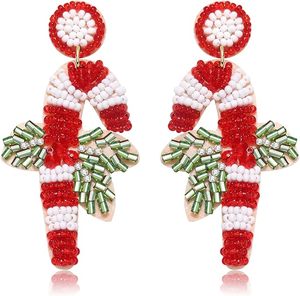 ชุดต่างหูลูกปัดสไตล์อเมริกันยุโรปสีแดงสีขาวสีเขียวทองประดับด้วยลูกปัดสไตล์โบฮีเมียนเครื่องประดับเสื้อผ้าแบบตะวันตกขายส่ง - Product Image 1