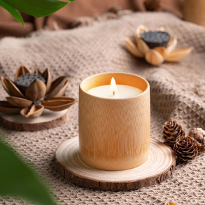 Acogedor soporte de velas para decoración de bodas, velas grandes de bambú para centros de mesa - Product Image 2