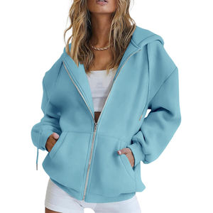 Professional Manufacture Hip Hop Style Zipper <b>Hoodie</b> For <b>Women</b> Best Quality Loose Fit Cotton <b>Fleece</b> <b>Women</b> Zipper Hoodies - Product Image 1
