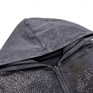 Les hommes de haute qualité en détresse portent différents styles de sweats à capuche confortables vêtements d'extérieur Offre Spéciale coton sweats à capuche en strass pour hommes - Product Image 4