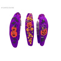 Conception effrayante sur le thème d'halloween pour les femmes bandeau perlé pour les filles squelettes et toile d'araignée bandeaux noués brodés à la main
