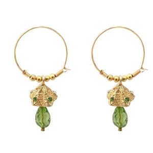 Kriaa 1313710F Fine <b>Cuff</b> <b>Earrings</b> Austrian Stone and Green Gold Plated Jhumki Style - Product Image 1