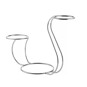 Soporte de pastel de 3 niveles para bodas y fiestas Diseño moderno Producto más vendido Soporte de pastel de aluminio de forma redondeada - Product Image 3