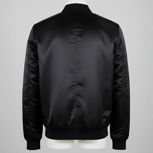 Veste varsity noire à fermeture éclair pour homme, veste letterman entièrement noire, blouson baseball à fermeture éclair, prix de gros - Product Image 2