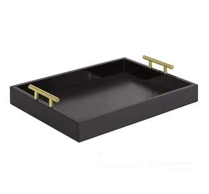 Plateau de service en bois rectangulaire peint dernier et moderne plateau de service imprimé Bharatanatyam plateau émaillé unique meilleure vente - Product Image 1