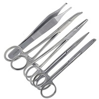 Kit d'instruments chirurgicaux médicaux de lacération de suture approuvé par CE ISO 5 pièces | Kit de pratique de suture de fermeture de plaie en acier inoxydable