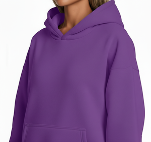 เสื้อมีฮู้ดถักของผู้หญิงที่กำลังมาแรงเป็นมิตรกับสิ่งแวดล้อมระบายอากาศได้ดีเสื้อแนวสตรีทเสื้อผ้าลำลองเปิดไหล่ตกไซส์ใหญ่พิเศษสำหรับฤดูหนาว - Product Image 3