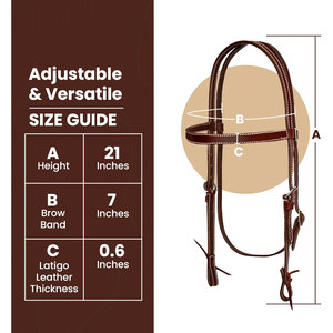 ที่คาดผมแบบหนังคาดคิ้วแบบพรีเมี่ยมสำหรับม้าม้าปรับได้เก้าอี้ขี่ม้าทำมือทนทาน - Product Image 5