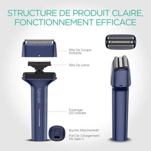Rasoir électrique rechargeable 3-en-1 pour hommes, utilisation humide et sèche, rotatif, alimentation USB, verrouillage de voyage, pour visage et corps, avec lames de rechange - Product Image 2