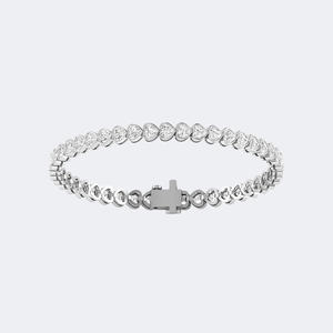 Bracelet tennis en or 14 carats avec diamants taille cœur de 7,00 carats, couleur D, cultivés en laboratoire, sertis clos, bijou romantique pour femme - Product Image 1