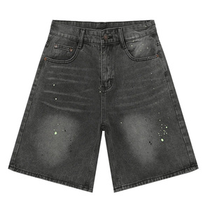 Shorts en jean mi-longs personnalisés pour hommes, en coton respirant, style streetwear d'été, avec logo brodé, marque privée, décontracté léger - Product Image 1