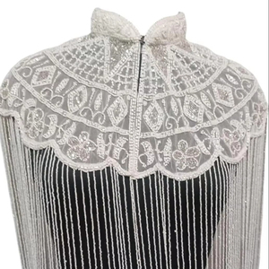Cape burlesque élégante avec des brins de perles Cape à paillettes pour la tenue de club de fête se fixe au cou Beaux vêtements de festival - Product Image 1