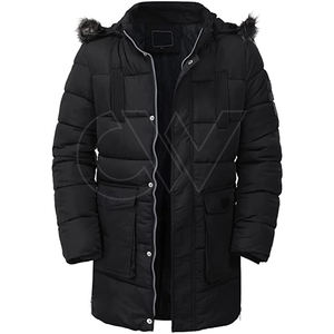 Men's Plus Size Long Hooded Parka Jacket <b>Wool</b>/<b>Polyester</b> Puffer Zipper Outerwear Breathable Eco-Friendly - Product Image 2