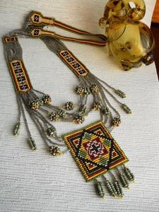 Custom Made Glass Seed Bead Necklaces Made From Multi Colored Glass Seed Beads in Assorted Designs and Patterns for Resale - Product Image 5