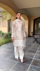 <b>KURTA</b> AND FARSHI SALWAAR SET WITH DUPATTA WITH EMBROIDERY WORK - Product Image 4
