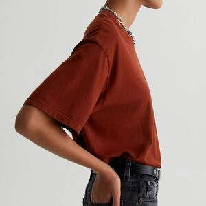 T-shirts pour femmes de qualité supérieure, en coton/élasthanne, col rond, manches courtes, respirants, anti-rides, séchage rapide, 220g, streetwear, été - Product Image 4