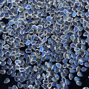 หินมูนสโตนสีฟ้าไฟสีรุ้ง4มม. 6มม. พลอยเม็ดเรียบทรงหลวมอัญมณีอัญมณีทรงหลังเบี้ยขายส่ง - Product Image 4