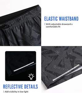 Shorts de sport pour homme personnalisés avec poche zippée, polyester et coton, pour l'été, jogging décontracté, entraînement, imprimé uni - Product Image 4