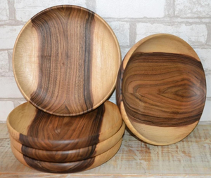 Assiette en bois artisanale de la meilleure qualité pour la décoration de table, bois écologique et durable, idéale pour les mariages, dîner, sûre - Product Image 5