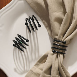 Porte-anneau de serviette rond en métal enduit noir taille personnalisée décoration de table bureau à domicile Restaurants Caffe décoration serviette - Product Image 5