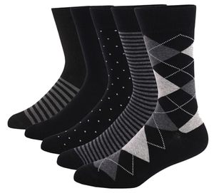 Calcetines de Vestir Casuales de Diseño para Hombre, Otoño, con Patrón de Rayas Jacquard en Forma de Diamante, Mezcla de Spandex/Nailon/Algodón - Product Image 2