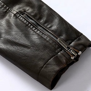 Veste en cuir d'hiver pour homme, col montant, logo sur le devant, cuir de vachette véritable, service OEM personnalisé, vente en gros - Product Image 3