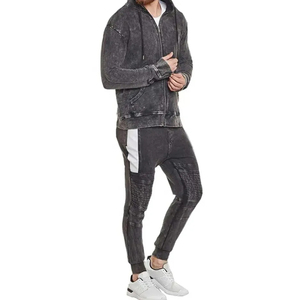 Ensemble de Survêtement Respirant Écologique pour Hommes, Lavage à l'Acide, Pantalon de Survêtement Coupe-Vent Vintage de Haute Qualité, Logo d'Entraînement - Product Image 2