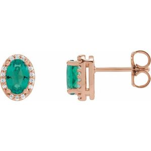 Oval 4-Prong Halo-Style Low <b>Stud</b> Earring Trendy 14K/18K Gold Plated for Gift - Product Image 1