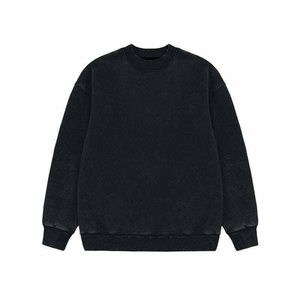 Men Acid Wash Drop Shoulder Sweatshirts 100% Cotton French Terry Unisex Crewneck <b>Mock</b> <b>Neck</b> 450GSM Sweatshirt For Men - Product Image 4