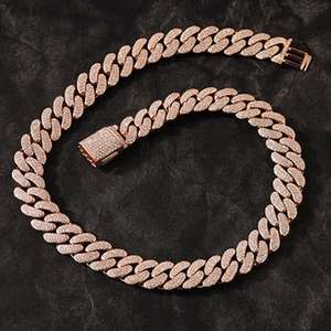 Iced Out Round Cut VVS Moissanite Diamond Cuban Link Chain Cadeau de mariage pour hommes Bijoux en argent sterling 925 - Product Image 1