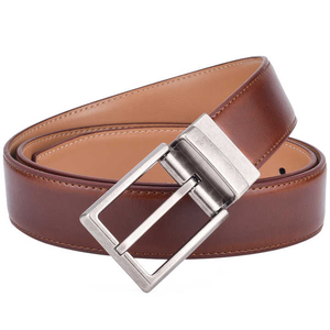 Ceinture en cuir véritable réversible pour homme 3.2cm marron kaki respirant OEM avec boucle rotative pour vêtements - Product Image 2