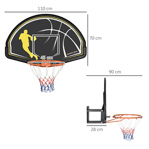 Sportnow <b>Basketball</b> <b>Hoop</b> for Children and Adults Indoor and <b>Outdoor</b> in Steel PE 110x90x70 cm Black Yellow Model A61-033V00OG - Product Image 3