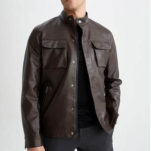 Veste en cuir véritable à fermeture éclair, style dernier cri, pour homme, imperméable, col montant, style motard, pour l'extérieur et le streetwear, vente en gros fabricant - Product Image 1