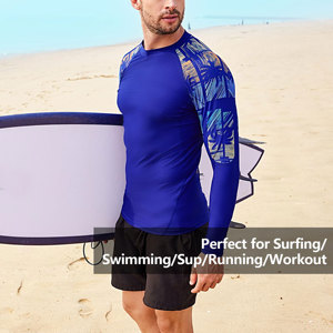 Rash Guard pour hommes manches longues UPF 50 + UV Protection solaire séchage rapide Compression maillots de bain Fitness Gym chemises - Product Image 5