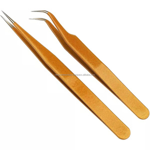 Pince à cils dorée de haute qualité, acier inoxydable de grade A+, pointe fine, outil d'extension de cils - Product Image 1