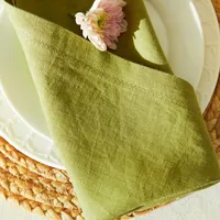 Serviettes de table personnalisables vertes faites à la main 100 % lin lavé à la pierre, grande taille, réutilisables, très durables, écologiques, pour la maison et les fêtes