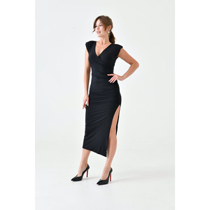 Vestido midi cruzado con abertura y cuello cruzado - Product Image 1