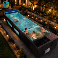 Piscine hors sol en fibre de verre préfabriquée de haute qualité, conteneur de 40 pieds, réservoir de natation moderne pour villa, jardin, cour arrière, usage professionnel