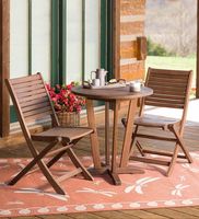 Ensemble de bistro d'extérieur en bois personnalisé de qualité supérieure, table ronde avec fauteuils confortables, parfait pour les jardins et les espaces de vie