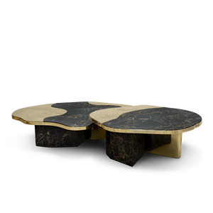 Mesa de Centro Ophelia Portoro de Mármol y Oro - Product Image 3