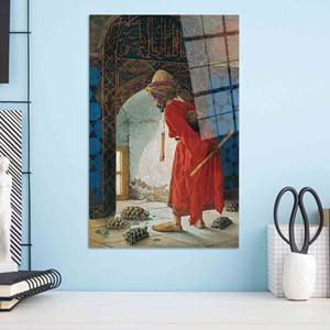 Impression d'art 'Tortoise Trainer' d'Osman Hamdi Bey : Décoration murale turque sur toile, ART EN VERRE TREMPÉ - Product Image 1
