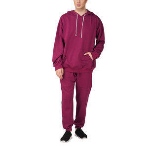 Conjunto de chándal de hombro caído de Jersey de color sólido para hombre con logotipo personalizable de color de contraste para cantidad a granel - Product Image 1