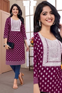 ลายพิมพ์สีทองเรยอนเคอร์ทิสปักลายเรียงตามลำดับสำหรับเสื้อผ้าอินเดียและปากีสถาน - Product Image 4