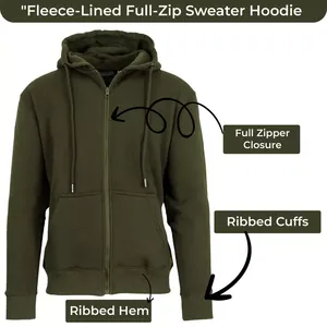 Unisex Zipper French Terry Oversize Hoodie High Quality Cotton <b>Thick</b> <b>Fleece</b> Drop Shoulder Plain Blank Custom Men's Winter - Product Image 4